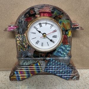Handmade Resin And Dichroic Glass Clock